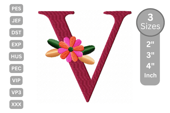 Floral Alphabet Letter V: Holiday Embroidery Review